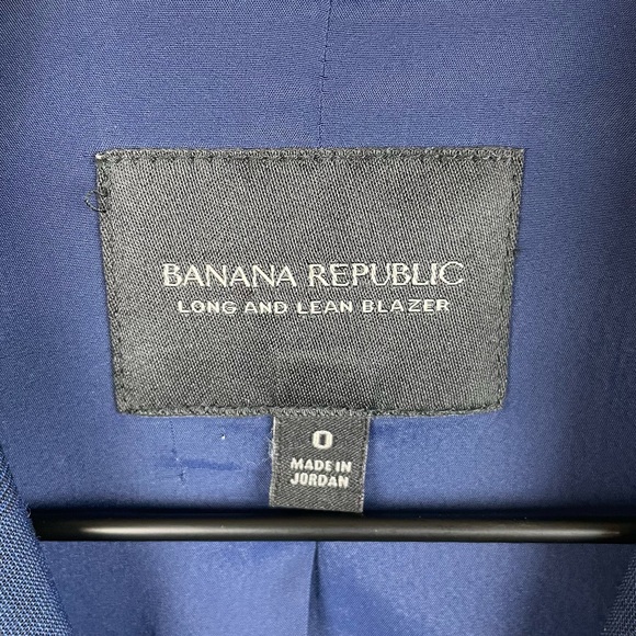 Banana Republic Long and Lean Blazer Marzotto Italian Wool Navy Blue Size 0 - Picture 5 of 7